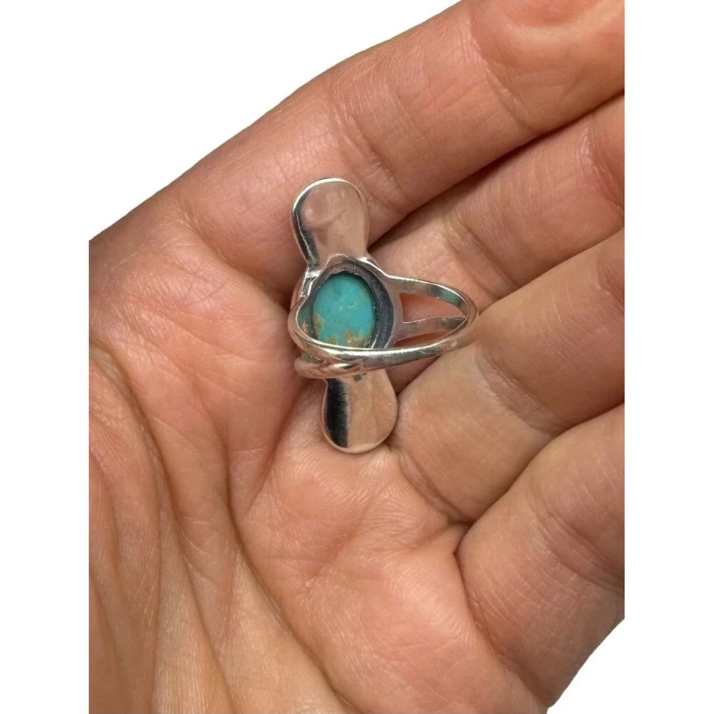 Kingman Turquoise Ring Size 6.5 Solid 925 Sterling Silver